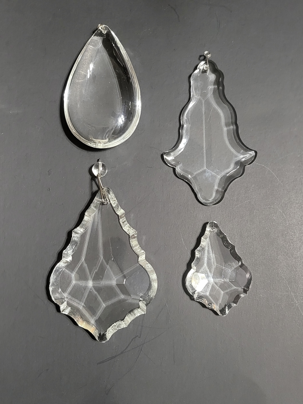 Vintage Clear Glass Chandelier Crystals, For Chandeliers Or Crafts